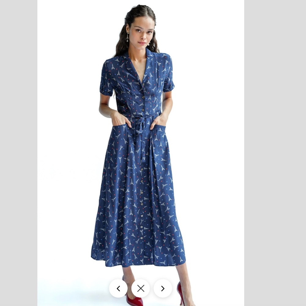 HVN sz 6 Long Silk Maria Dress Eiffel Tower Parisian NWT  sold out!